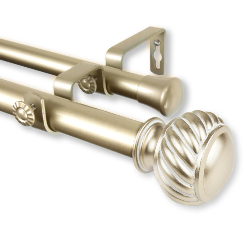 Tringle à rideaux double réglable 1 po Burgue, 160 à 240 po, Or clair