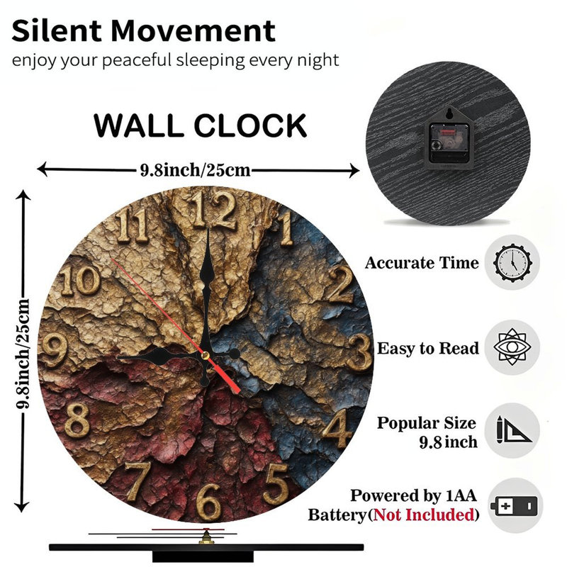 Horloge texturée avec chiffres dorés