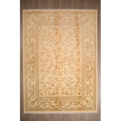 Luckyland Wool Oriental Area Rug in Beige