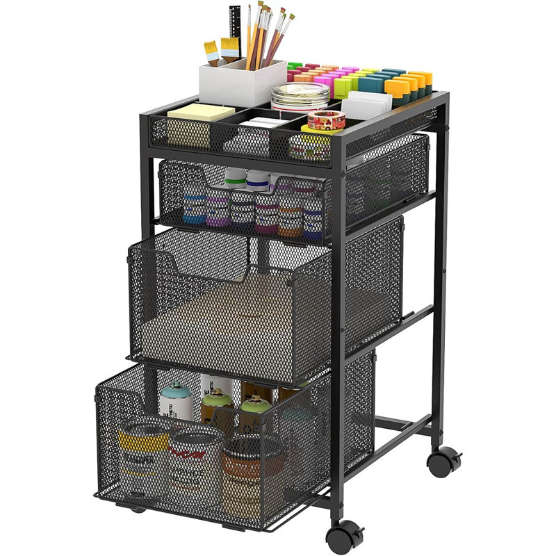 Organisateur d'artisanat avec séparateurs de bricolage - Rangement multifonctionnel avec roues verrouillables pour fournitures d'art, pinceaux, peintures et petites pièces (brevet en instance)