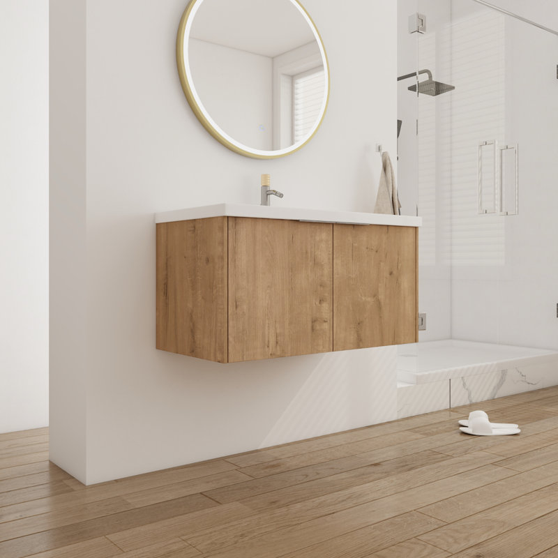 Meuble-lavabo simple avec comptoir 35,74 po Tiène, Chêne