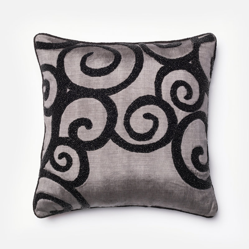 Embroidered Silk Throw Pillow, Polyester/Polyfill