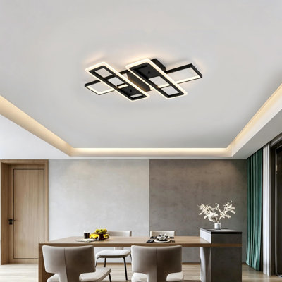 Plafonnier encastré moderne à DEL, plafonnier à intensité variable de 45 W, 5 lumières de température à température réglable, plafonnier lumineux de 2100 lm pour le salon, la cuisine et la chambre à coucher