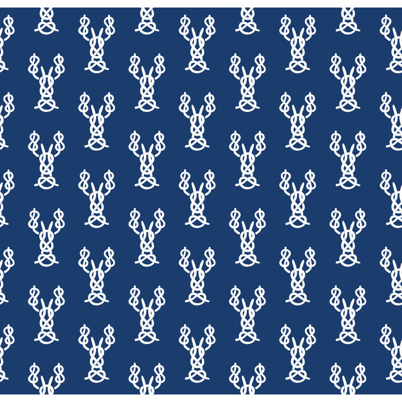 Nautical Lobster Knots 10' L x 24" W Peel and Stick Wallpaper Roll, Navy, Self-adhesive