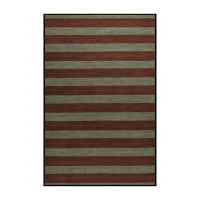 Tapis brun à rayures horizontales lavable à la machine