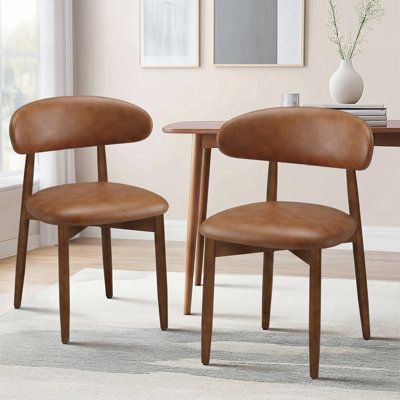 Solid Wood Upholstered Dining Chair - Ergonomic Curved Back, Comfort Fabric