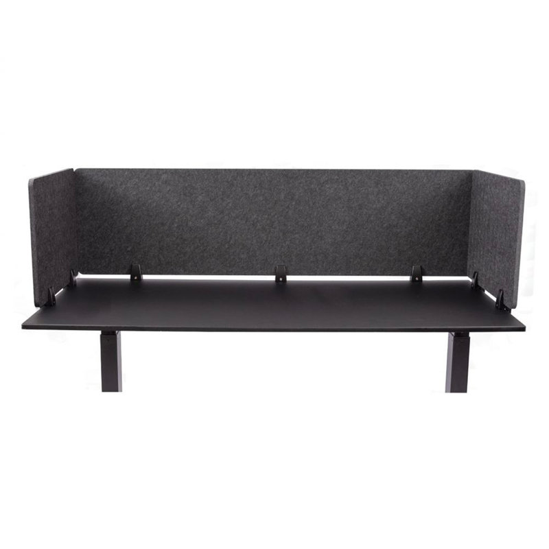 Anthracite Gray 60" Acoustic Desk Divider with Aluminum Clamps