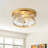 2-Lamp Clear Stone patterned Glass Gold Adjustable Ceiling Light