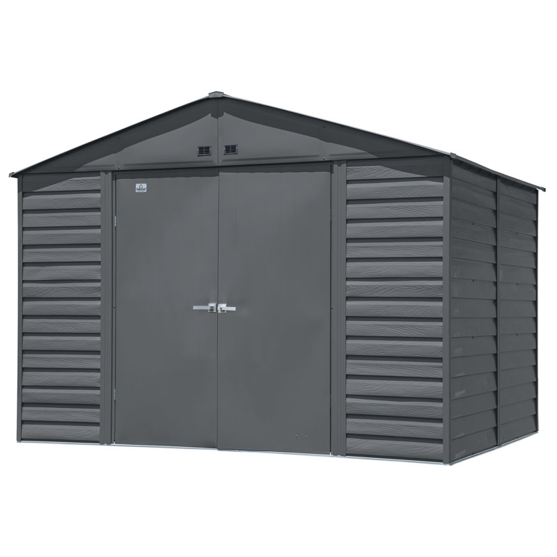 Select Steel Storage Shed Steel Storage Shed, 10X12, Charcoal, Charcoal, 10 ft. W x 12 ft. D