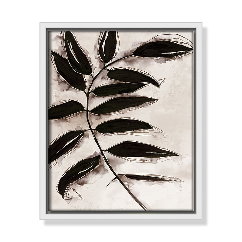 Feuilles II - Toile à cadre flottant, H 11,5 po x l 9,5 po x P 2 po, Cadre blanc