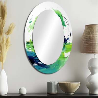 Miroir mural ovale vert et bleu