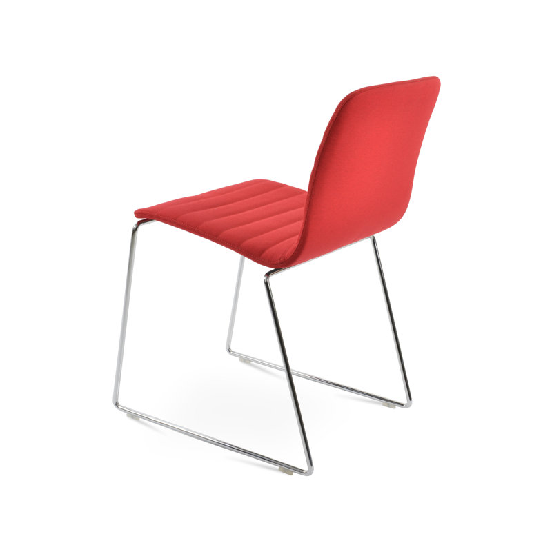 Chaise d'appoint en fil métallique Isa, Rouge d’époque, Chrome