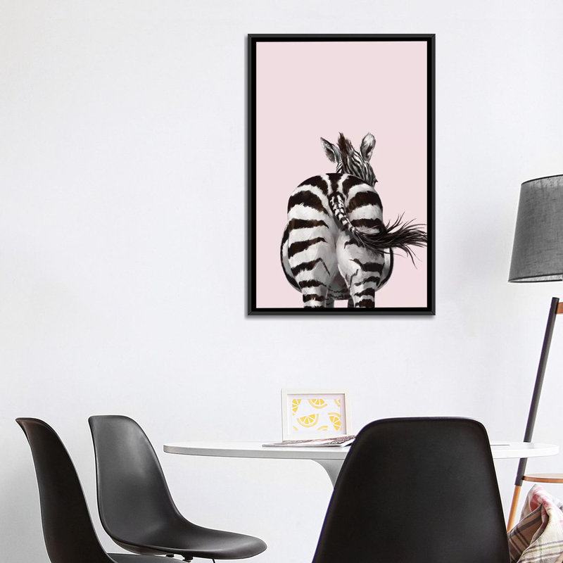 Art à bout zèbre, Toile avec cadre noir, H 40 po x l 26 po x P 1,5 po