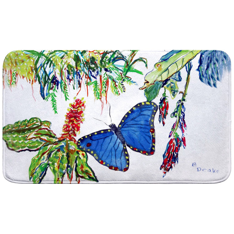 Tapis de bain Morpho and Flowers, Simple - L 18 po x l 30 po