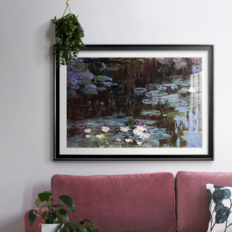 «Water Lillies # 1», impression encadrée sur papier par Claude Monet, Noir, H 15 po x l 21 po x P 1,5 po