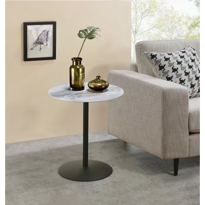 Table de bout l 17,5 po avec plateau texturé en marbre gris