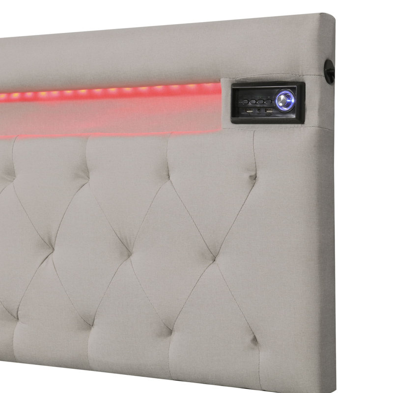 Divy Upholstered Platform Storage Bed, Beige
