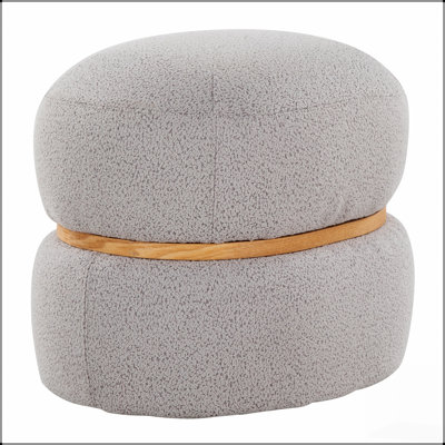 Contemporary Fabric and Wood Ottoman, Stylish Bouclé Upholstery for Comfort and Aesthetic Appeal in Any Living Space