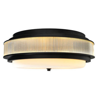 5 Light Black 22in Flush Mount Ceiling Light Fixture, Modern Round Ceiling Lamp with Frosted Glass Shade for Hallway, Bedroom, Kitchen, or Bathroom Lighting
