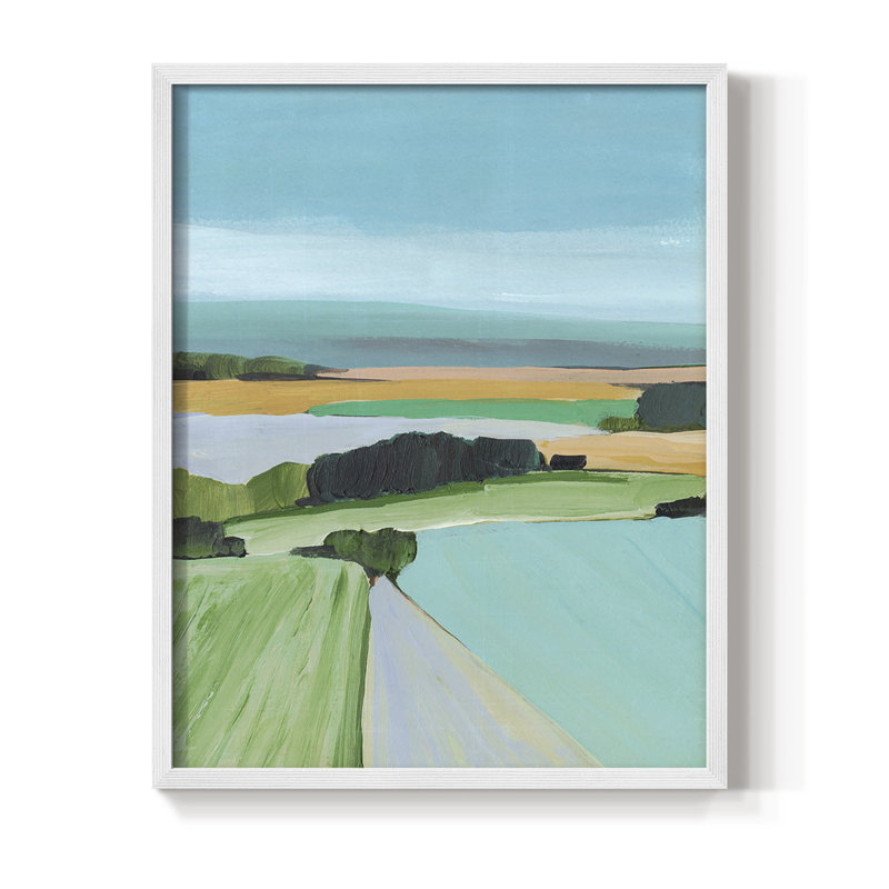 «Bright Coloured Countryside III», reproduction encadrée - bois massif, Cadre simple blanc, H 14 po x l 11 po