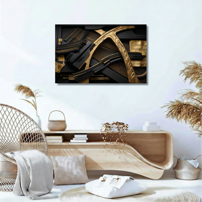 Ensemble de 1 tableau sur toile « Golden Strings »