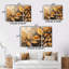 «Brown Beige Leafs Harmony II», ensemble de reproductions d'art florales en métal