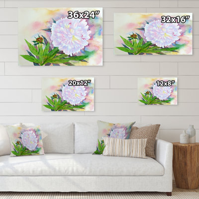 Pivoine blanche en été - reproduction sur toile avec cadre flottant
