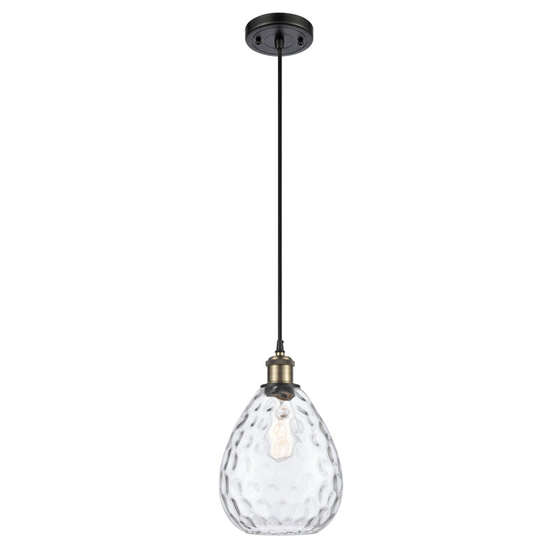 Luminaire suspendu en forme de larme à 1 lumière Jaron, Ampoule non incluse, Laiton antique noir