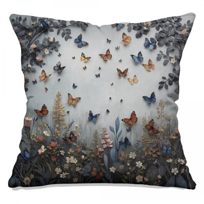 Coussins décoratifs à double face Butterflies And Wildflowers
