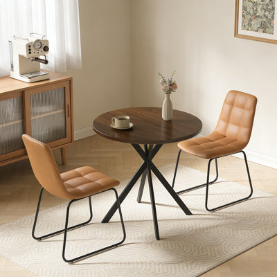 Table de salle à manger ronde de 31,6 pouces et chaises pour 2 personnes, ensemble de tables basses décontractées et modernes pour la cuisine