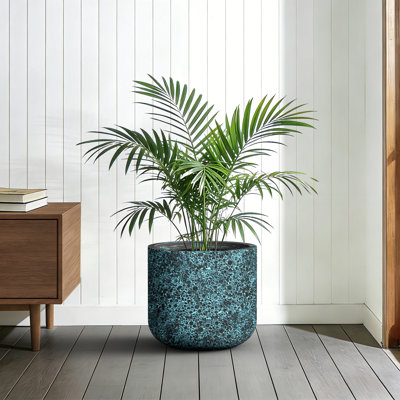18 in. Large Turquoise（Upgraded Interior） Concrete Round Cylindrical Planter / Pot with Drainage Holes