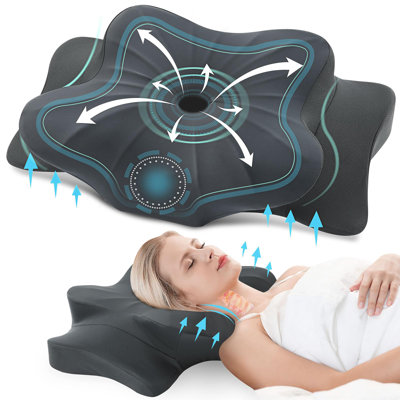 Coussin cervical pour le cou et les épaules, coussin en mousse à mémoire de forme, coussin de soutien du cou ergonomique pour ceux qui dorment sur le dos avec taie d'oreiller