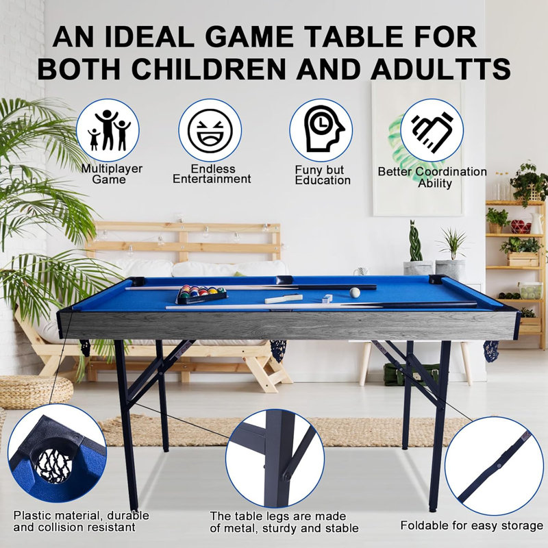 54" Upgrade Multi Game Table,5 in 1 Folding Portabel Games with Accessories,Ping Pong,Pool Billiard