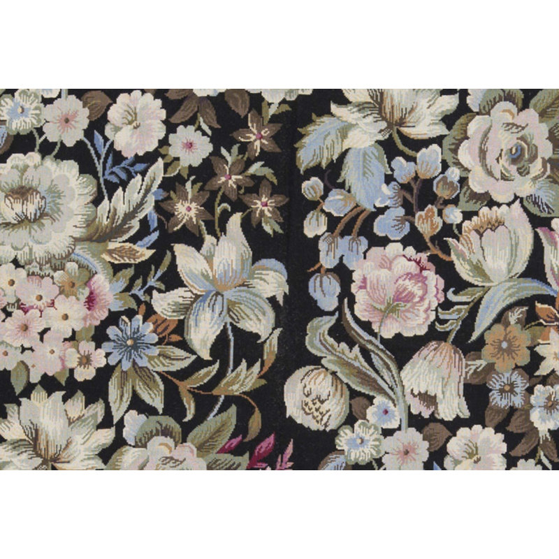 Hand-Knotted High-Quality Black and Black Area Rug
