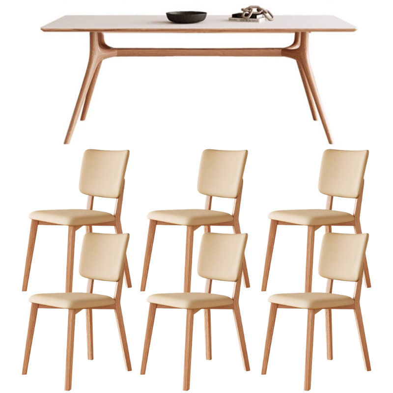 Table de salle à manger moderne et simple en bois de frêne durable, H 29,52 po x L 70,86 po x l 35,43 po
