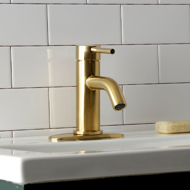 Robinet pour salle de bain à poignée simple et un trou à fixation sur comptoir et bonde mécanique Kingston Brass Concord