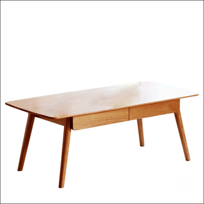 Table basse en bois massif avec rangement, assemblage facile, finition naturelle pour la maison et le bureau