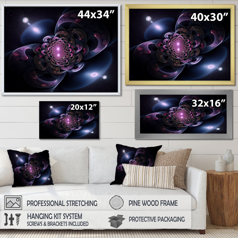 Impression 3D sur toile Quantum Fractal Infinity Futuristic 3D, Cadre simple noir, H 24 po x l 32 po x P 1 po