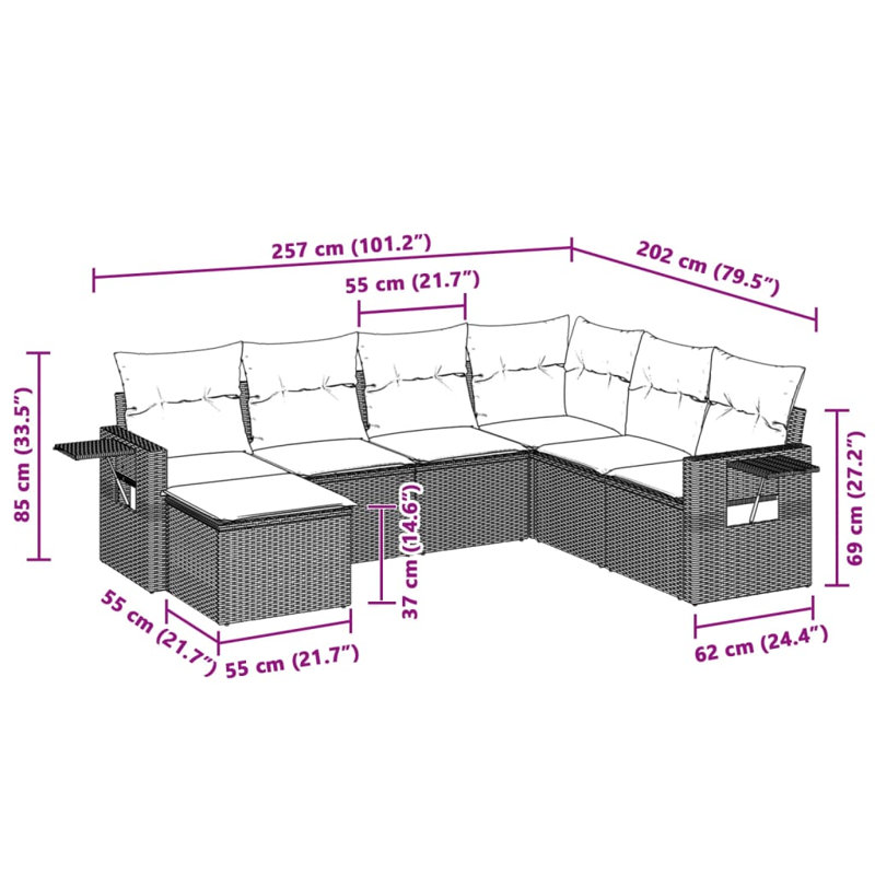  Ensemble de canapé de jardin gris clair, gris foncé