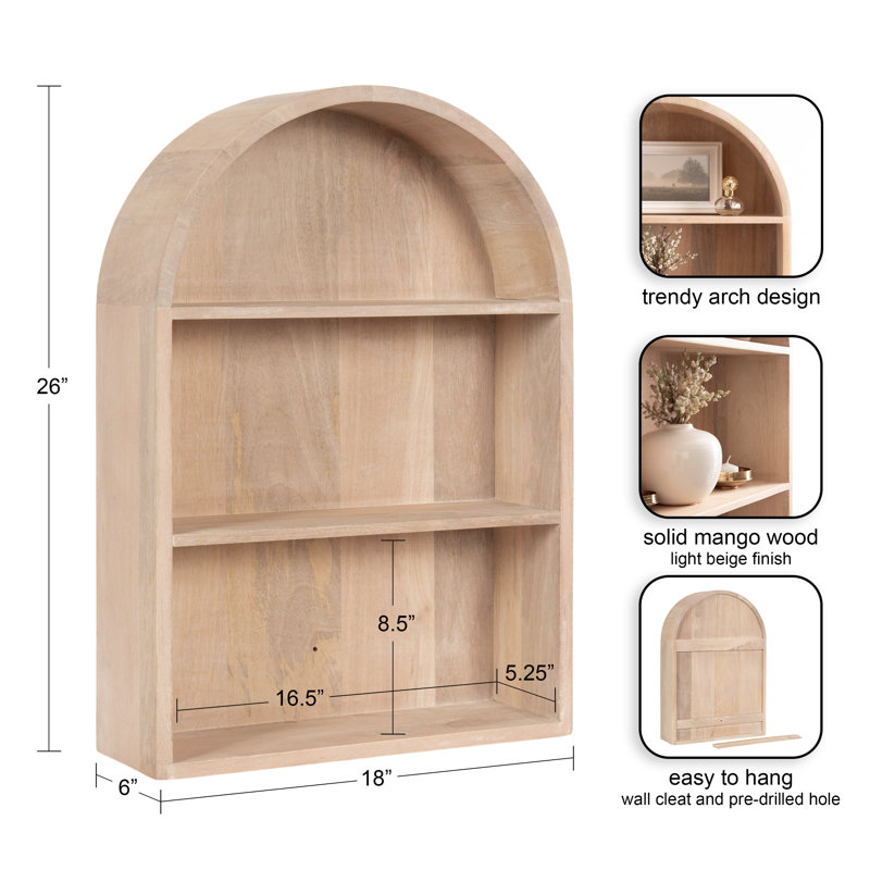 Wood Arched Wall Storage Shelf