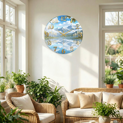 «Mountain Lake», horloge murale en verre