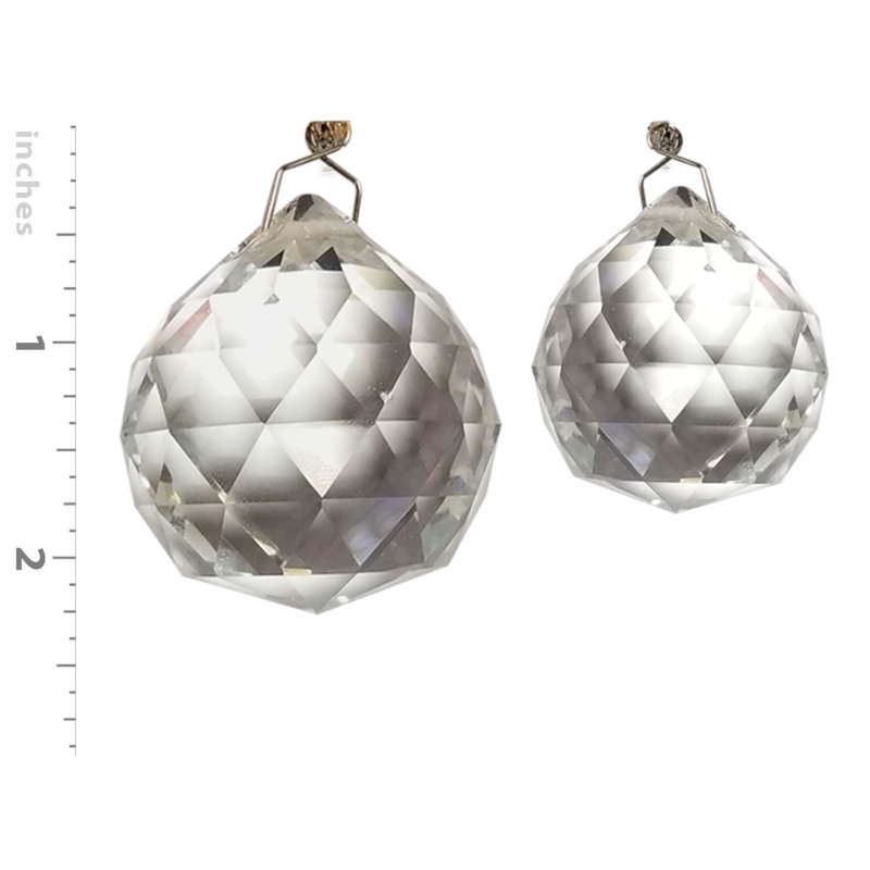 Crystal Ball Faceted Ceiling Fan Pull Chains, Polished Brass