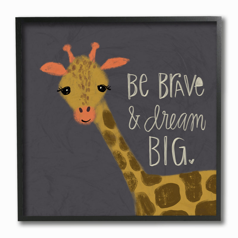 « be courage rêve big giraffe », art mural, H 12 po x l 12 po, Giclée encadrée noir minuit