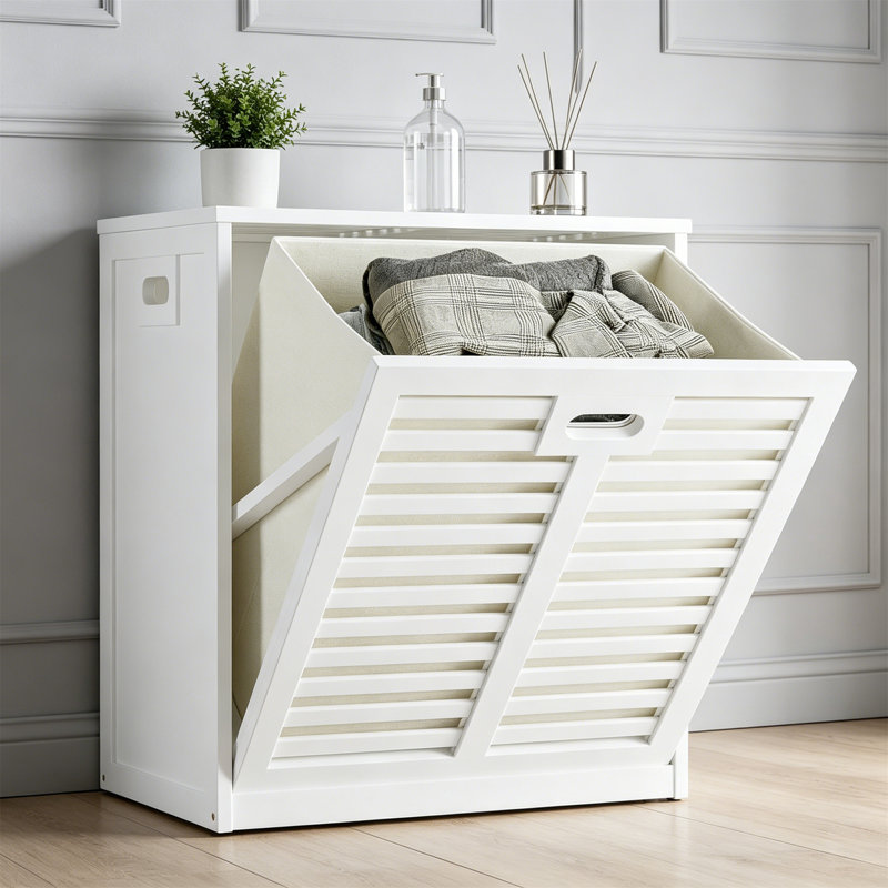 Bamboo Laundry Room Organiser, White