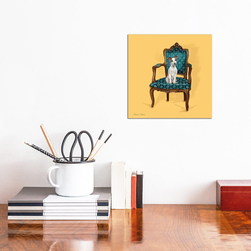 Jack Russell In Chair by Vicki Newton - Wrapped Canvas Painting, 30.48 cm H x 30.48 cm W