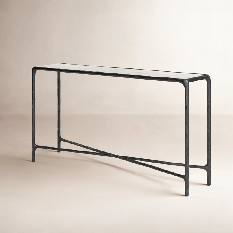 Evelynn 48'' Console Table, White Marble, Black