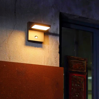 Outdoor Sports Sensor Wall Lamp, Modern Lantern Wall Light Fixture, Suitable For Porches And Front Doors, Black