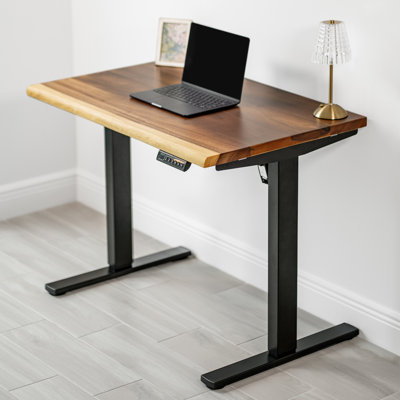 Small Standing Desk with Live Edge Solid Walnut Top and Adjustable Frame