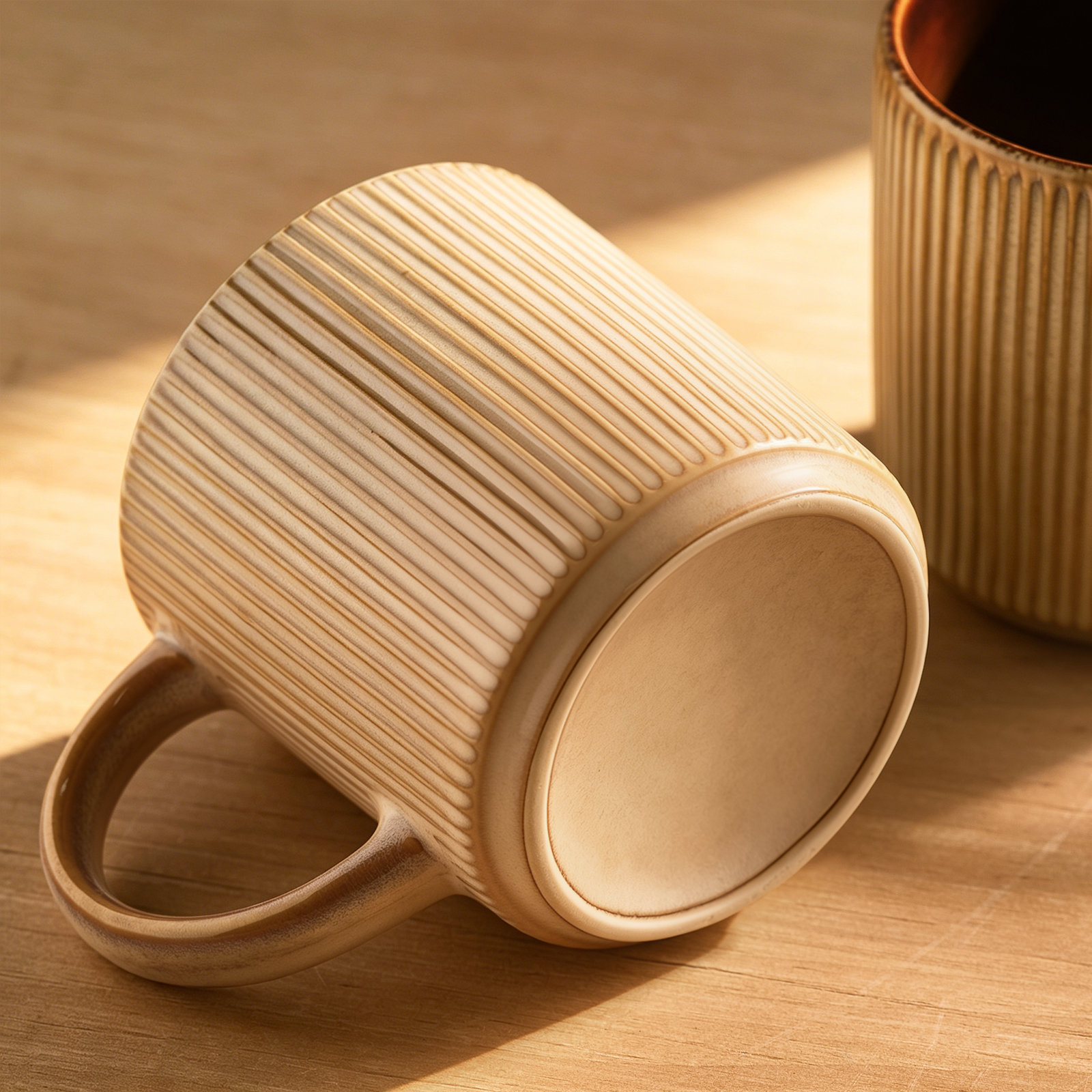 Black Ceramic Mug, Cream & Cocoa
