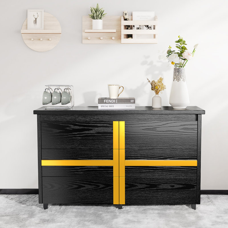 Commode double 6 tiroirs, Noir, noir, noir, noir
